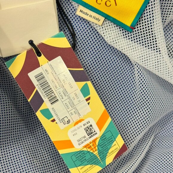 GUCCI X ADIDAS Blue Monograms Women's Bomber Sport Jacket Made in Italy "42" - Picture 7 of 15